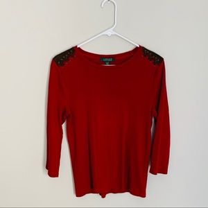 Ralph Lauren Red Quarter Sleeve Leather Shoulders